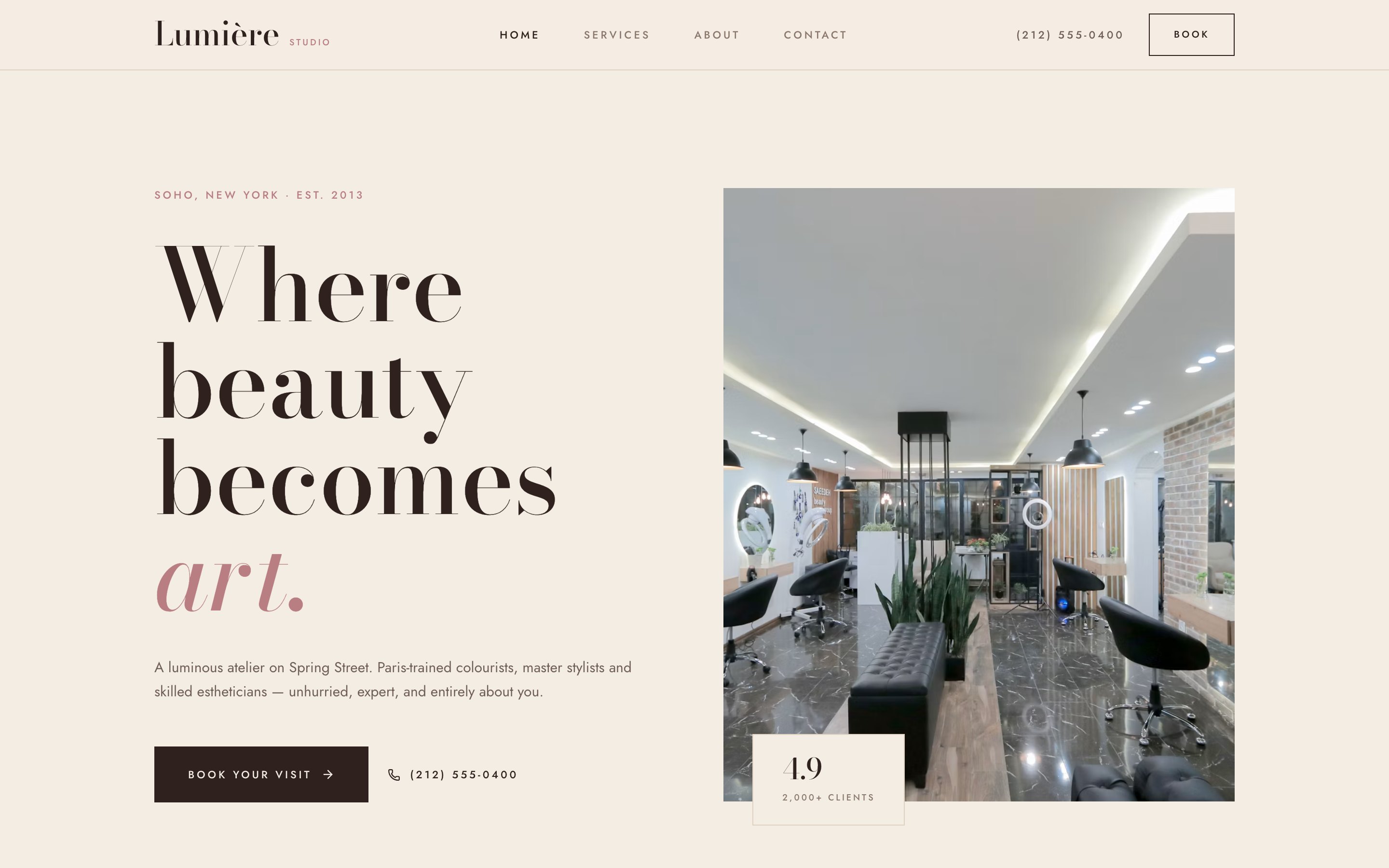 Lumière Studio website preview